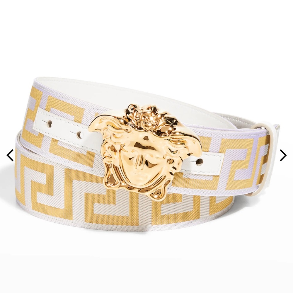 Versace
Men's Tonal Medusa/Greek Key Web Belt